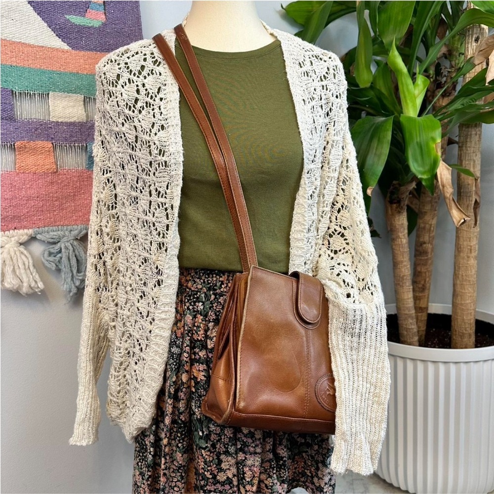Women's Cream Knit Crochet Cardigan, Grannycore, Cottagecore Bohemian